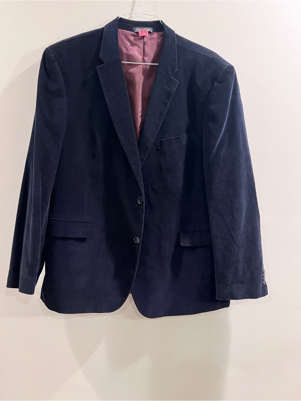 Tommy Hilfiger Navy Corduroy Blazer with Burgundy Lining